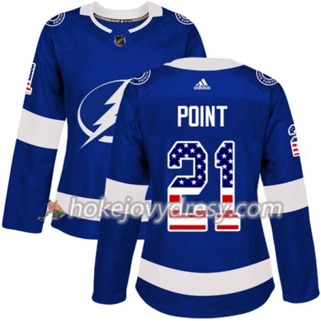 Dámské Hokejový Dres Tampa Bay Lightning Brayden Point 21 2017-2018 USA Flag Fashion Modrá Adidas Authentic